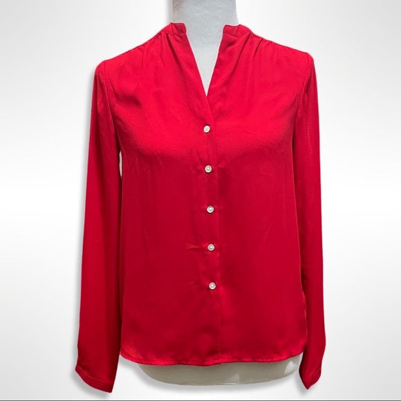 A New Day Long-sleeve Red Pleated Back Blouse - Picture 1 of 6